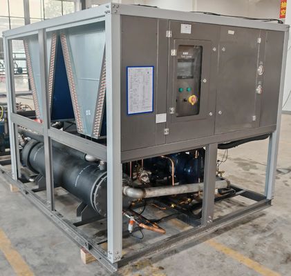Beli Mengadopsi Pendukung Pendingin Lingkungan Pemulihan Panas Limbah untuk Industri Kimia dan Produksi Baterai Litium Menghemat Energi Kondensor Tabung Tembaga Berkilau Udara dengan Pendingin R410A online manufacture