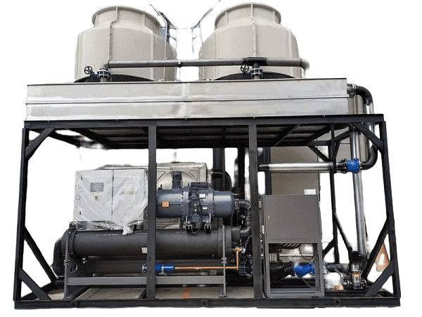 100hp Air-dingin Sekrup Tipe Low Temperature Chiller Dengan Double Hanbell Kompresor Untuk Mesin Injeksi Molding