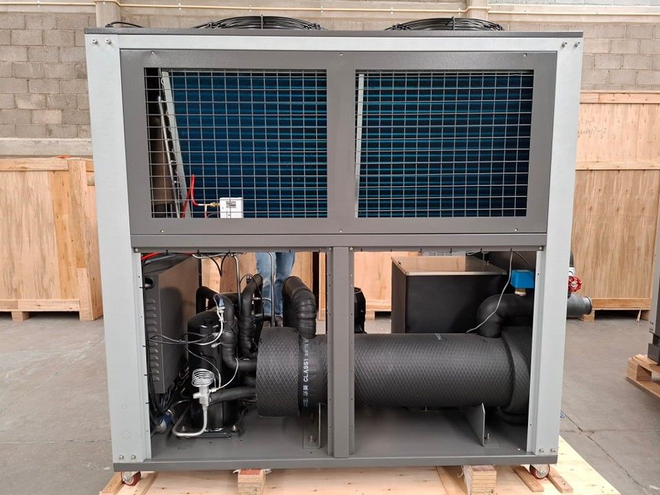 5HP Industrial Water Cooler Pengolahan Plastik 5RT Air Cooled Chiller Untuk Pendinginan Kimia Farmasi Kondensor Tabung Tembaga