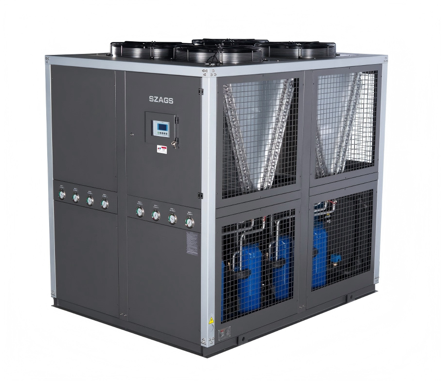 40RT Air‑Cooled Industrial Glycol Chiller Energi‑Efisien Scroll Type Chiller dengan 4 Kompresor untuk Mesin Ekstrusi